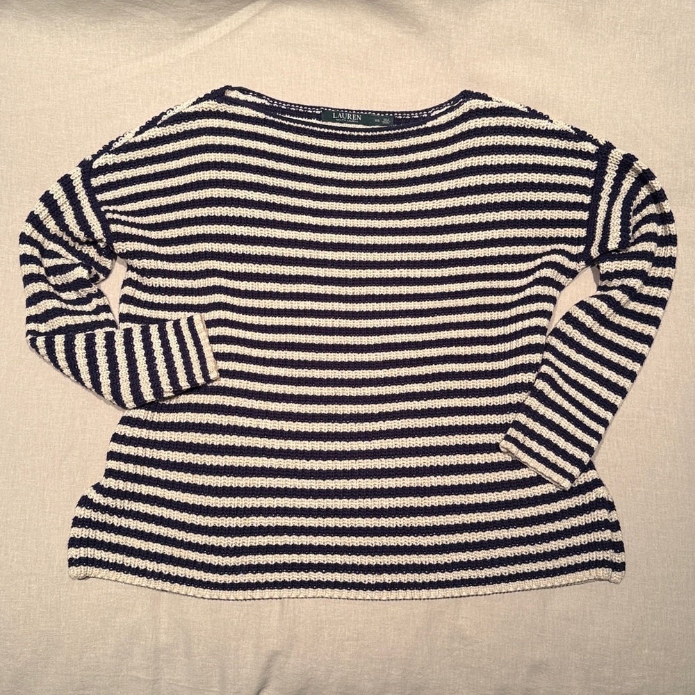 Lauren Ralph Lauren | Classic Striped Boatneck | Navy & Cream - Picture 6 of 9